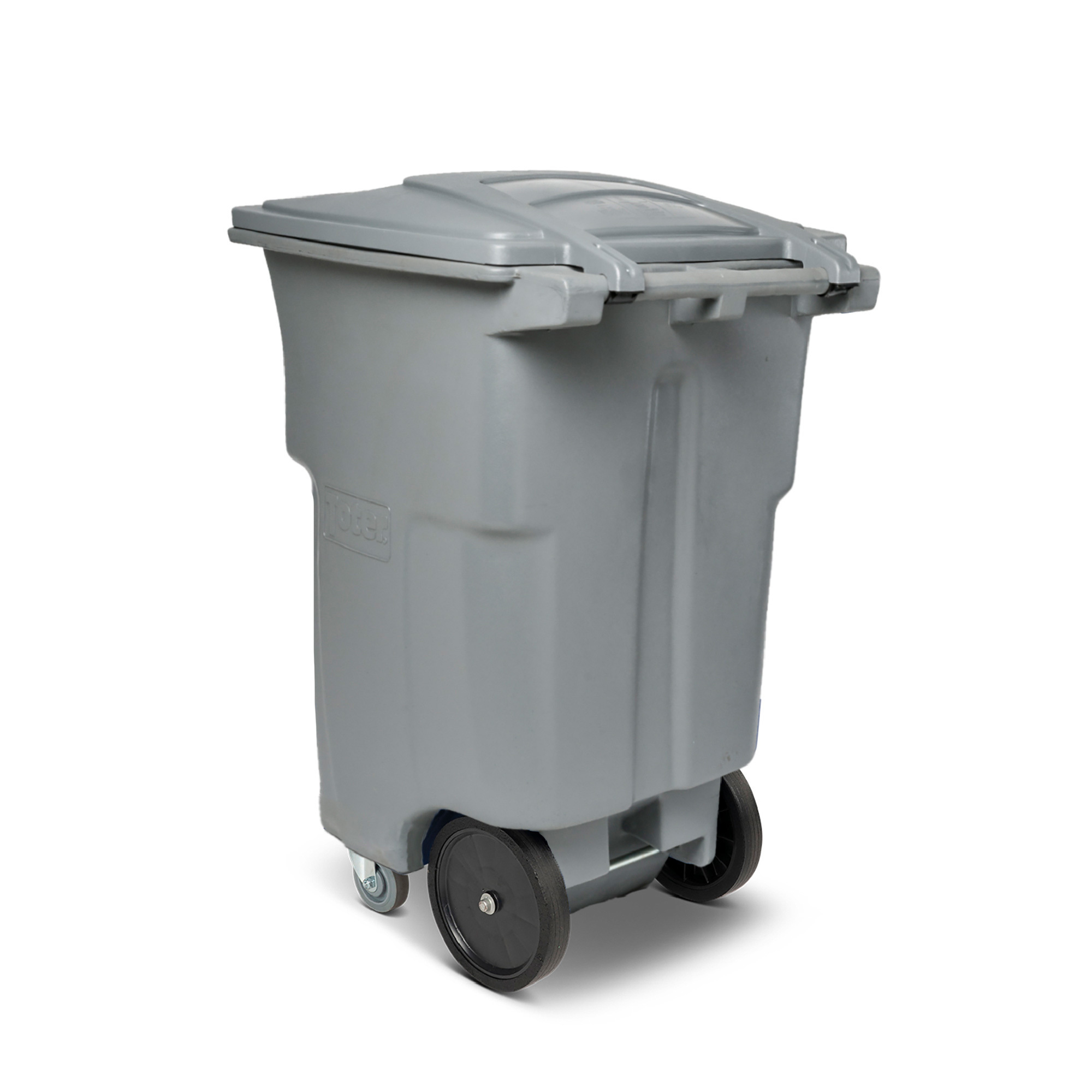 TOTER 4-Wheel Trash Cart with Lid - 64-Gallon, Advanced Rotational Molding, Quiet-Cap Wheels, Graystone, Model# ACC64